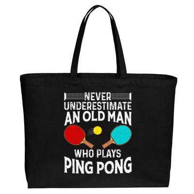 Ping Pong Design Dad Grandpa Table Tennis Player Cotton Canvas Jumbo Tote