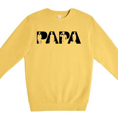 Papa Pilot Dad Funny Dad Pilot Papa Fathers Day Meaningful Gift Premium Crewneck Sweatshirt