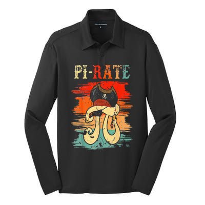 Pi-Rate Pi Day Mathematician Math Geek Pirate Lover Silk Touch Performance Long Sleeve Polo