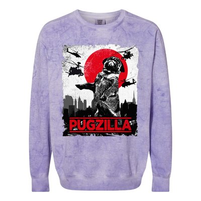 Pugzilla Pug Dog Colorblast Crewneck Sweatshirt