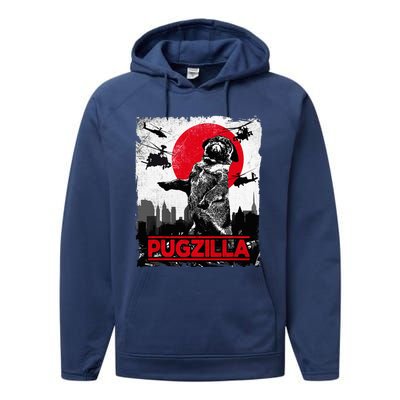 Pugzilla Pug Dog Performance Fleece Hoodie