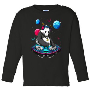 Psychedelic Panda DJEDM Raver Trance Music Festival Toddler Long Sleeve Shirt