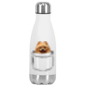 Pocket Pomeranian Dog Lover Dad Mom Boy Girl Funny Stainless Steel Insulated Water Bottle