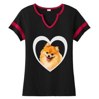 Pomeranian Pomeranian Dog Pomeranian Ladies Halftime Notch Neck Tee