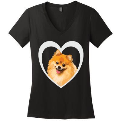 Pomeranian Pomeranian Dog Pomeranian Women's V-Neck T-Shirt