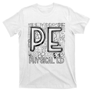 PE Physical Education Typography Teacher Back To School Cool T-Shirt