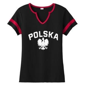 Polska Polish Eagle Poland Polish Ancestry Dyngus Day Ladies Halftime Notch Neck Tee