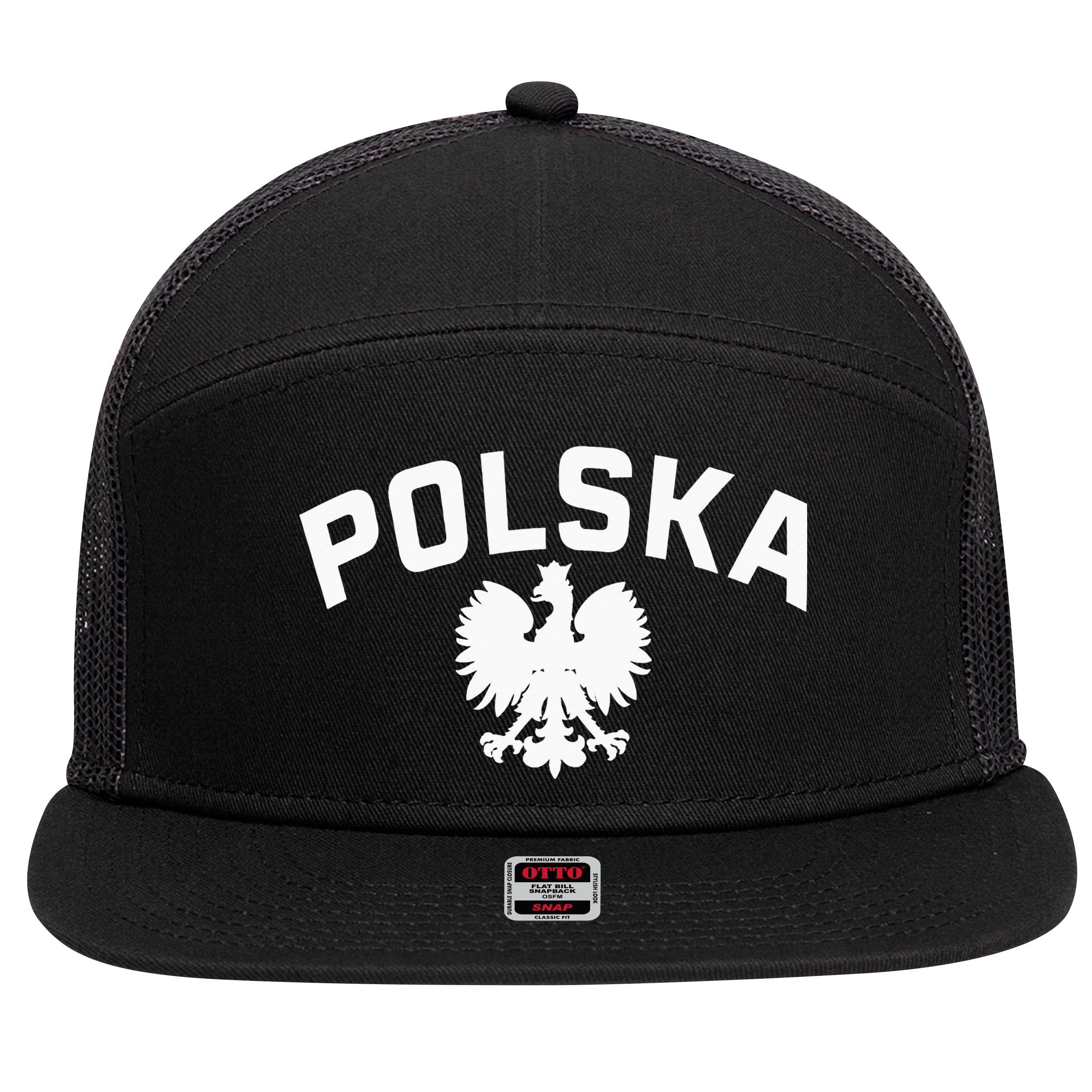 Polska Polish Eagle Poland Polish Ancestry Dyngus Day 7 Panel Mesh Trucker Snapback Hat