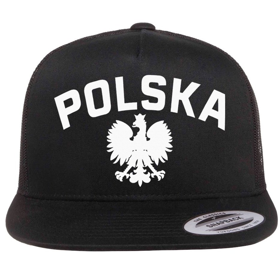 Polska Polish Eagle Poland Polish Ancestry Dyngus Day Flat Bill Trucker Hat