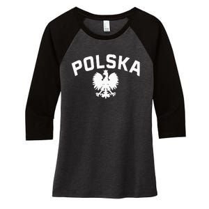 Polska Polish Eagle Poland Polish Ancestry Dyngus Day Women's Tri-Blend 3/4-Sleeve Raglan Shirt