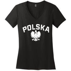 Polska Polish Eagle Poland Polish Ancestry Dyngus Day Women's V-Neck T-Shirt