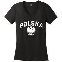 Polska Polish Eagle Poland Polish Ancestry Dyngus Day Women's V-Neck T-Shirt