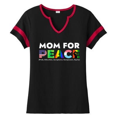 Peace Price Education Acceptance Compassion Equity Ladies Halftime Notch Neck Tee