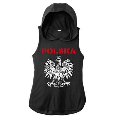 Polska Poland Eagle Poland Heritage Polish Pride Roots Ladies PosiCharge Tri-Blend Wicking Draft Hoodie Tank