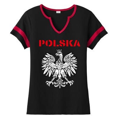 Polska Poland Eagle Poland Heritage Polish Pride Roots Ladies Halftime Notch Neck Tee