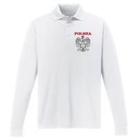 Polska Poland Eagle Poland Heritage Polish Pride Roots Performance Long Sleeve Polo