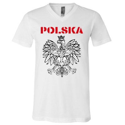 Polska Poland Eagle Poland Heritage Polish Pride Roots V-Neck T-Shirt