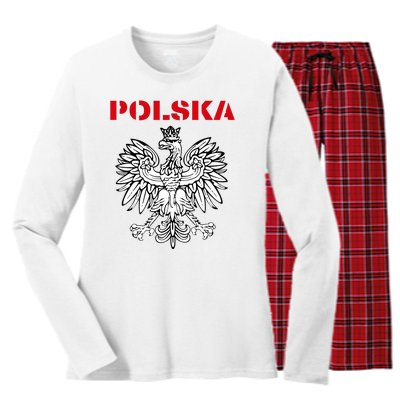 Polska Poland Eagle Poland Heritage Polish Pride Roots Women's Long Sleeve Flannel Pajama Set 