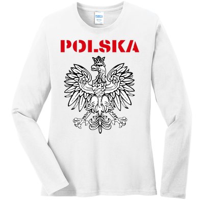 Polska Poland Eagle Poland Heritage Polish Pride Roots Ladies Long Sleeve Shirt