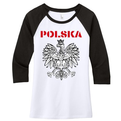 Polska Poland Eagle Poland Heritage Polish Pride Roots Women's Tri-Blend 3/4-Sleeve Raglan Shirt