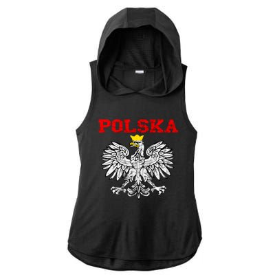 Polska Polish Eagle Poland Flag Polish Pride Polska Poland Gift Ladies PosiCharge Tri-Blend Wicking Draft Hoodie Tank