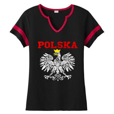 Polska Polish Eagle Poland Flag Polish Pride Polska Poland Gift Ladies Halftime Notch Neck Tee