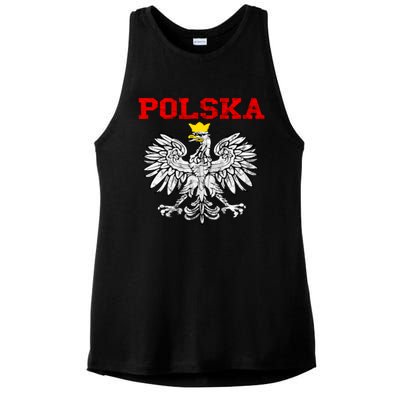 Polska Polish Eagle Poland Flag Polish Pride Polska Poland Gift Ladies PosiCharge Tri-Blend Wicking Tank