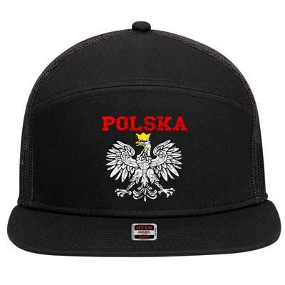 Polska Polish Eagle Poland Flag Polish Pride Polska Poland Gift 7 Panel Mesh Trucker Snapback Hat