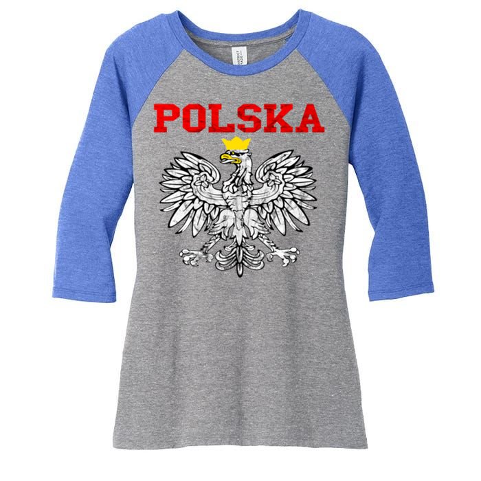 Polska Polish Eagle Poland Flag Polish Pride Polska Poland Gift Women's Tri-Blend 3/4-Sleeve Raglan Shirt