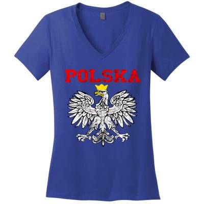 Polska Polish Eagle Poland Flag Polish Pride Polska Poland Gift Women's V-Neck T-Shirt