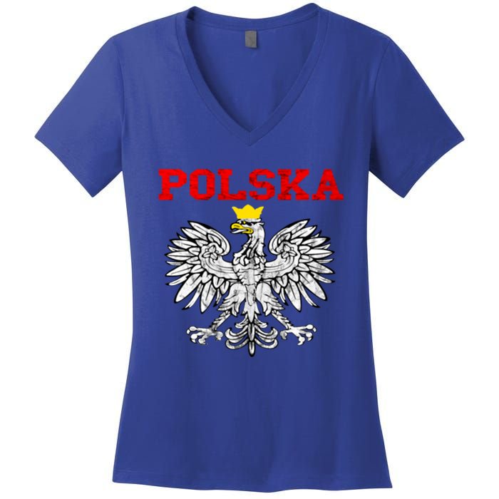 Polska Polish Eagle Poland Flag Polish Pride Polska Poland Gift Women's V-Neck T-Shirt