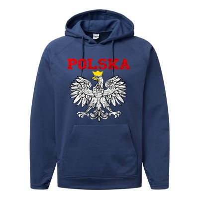 Polska Polish Eagle Poland Flag Polish Pride Polska Poland Gift Performance Fleece Hoodie