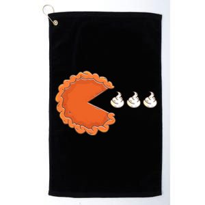 Pumpkin Pie Eating Whipped Cream Gamer Funny Thanksgiving Platinum Collection Golf Towel