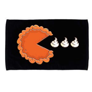 Pumpkin Pie Eating Whipped Cream Gamer Funny Thanksgiving Microfiber Hand Towel