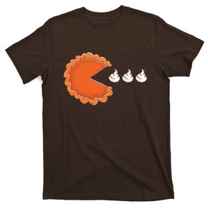 Pumpkin Pie Eating Whipped Cream Gamer Funny Thanksgiving T-Shirt