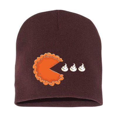 Pumpkin Pie Eating Whipped Cream Gamer Funny Thanksgiving Short Acrylic Beanie