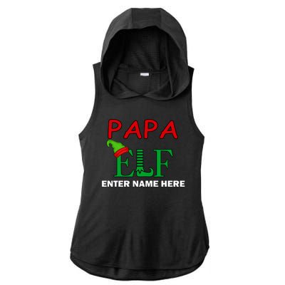 Personalize Papa Elf Custom Family Matching Christmas Ladies PosiCharge Tri-Blend Wicking Draft Hoodie Tank