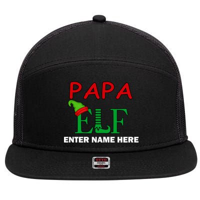 Personalize Papa Elf Custom Family Matching Christmas 7 Panel Mesh Trucker Snapback Hat