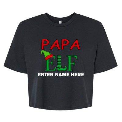 Personalize Papa Elf Custom Family Matching Christmas Bella+Canvas Jersey Crop Tee