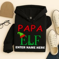 Personalize Papa Elf Custom Family Matching Christmas Hoodie