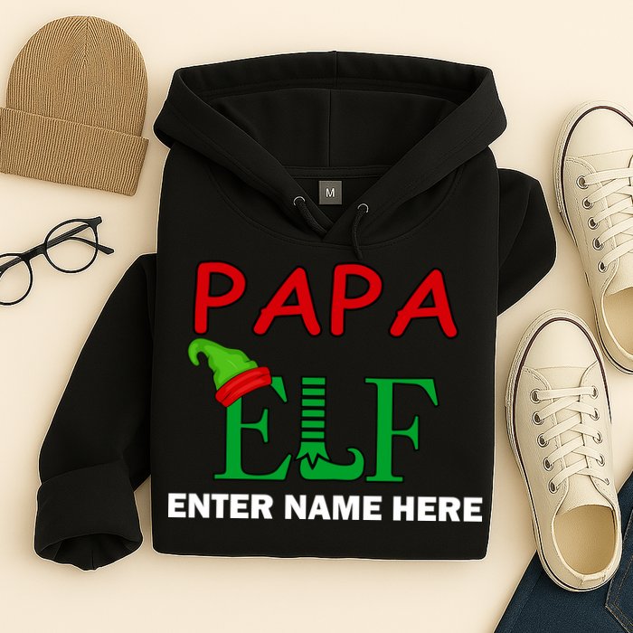 Personalize Papa Elf Custom Family Matching Christmas Hoodie