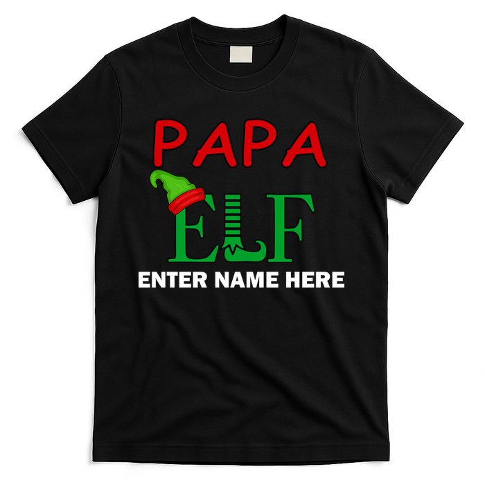 Personalize Papa Elf Custom Family Matching Christmas T-Shirt