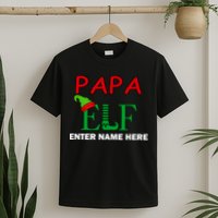 Personalize Papa Elf Custom Family Matching Christmas T-Shirt
