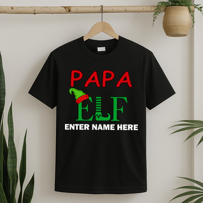 Personalize Papa Elf Custom Family Matching Christmas T-Shirt