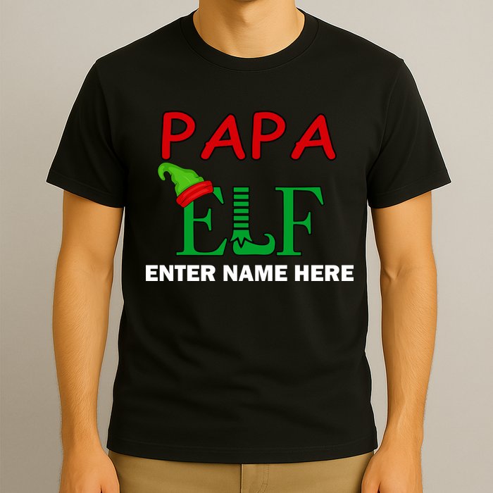 Personalize Papa Elf Custom Family Matching Christmas T-Shirt