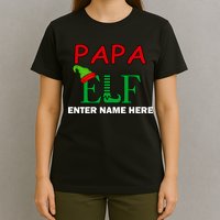 Personalize Papa Elf Custom Family Matching Christmas T-Shirt
