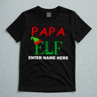 Personalize Papa Elf Custom Family Matching Christmas T-Shirt