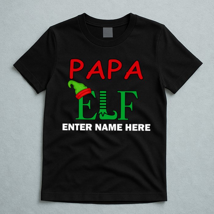 Personalize Papa Elf Custom Family Matching Christmas T-Shirt