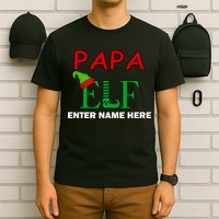 Personalize Papa Elf Custom Family Matching Christmas T-Shirt