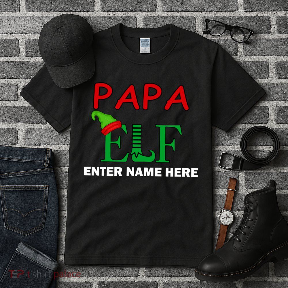Personalize Papa Elf Custom Family Matching Christmas Tall T-Shirt